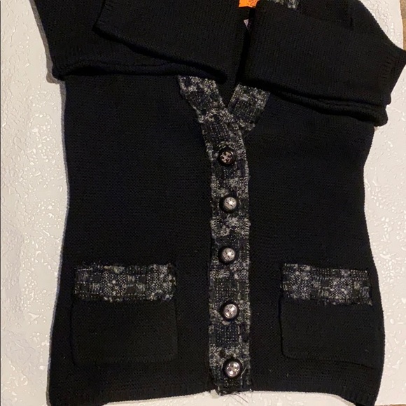 Tory Burch Black Tweedy Trim Aurele Cardigan S NWT